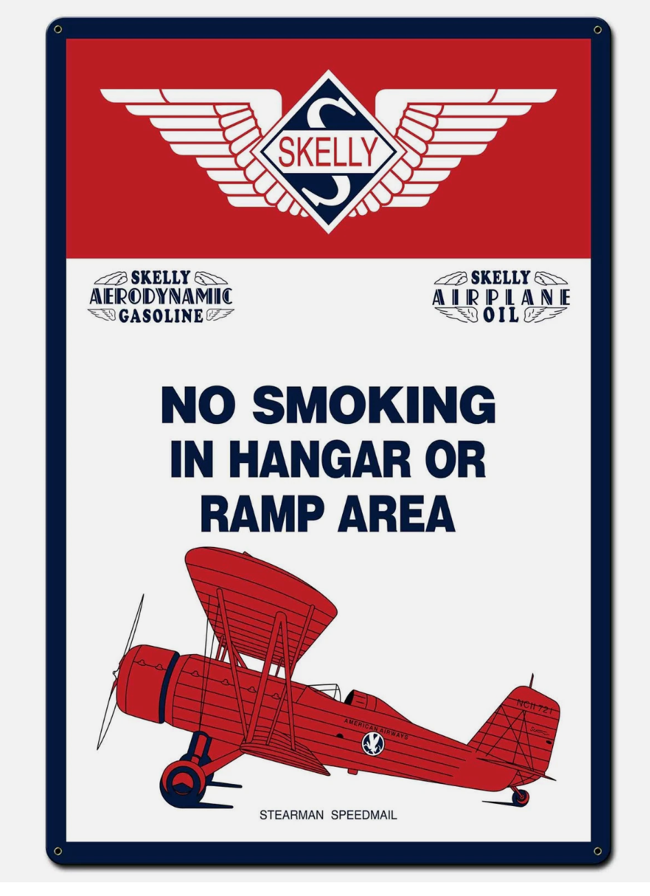 no smoking in hangar or ramp area sign