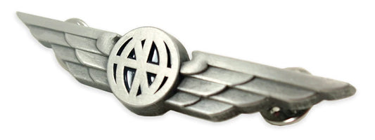 Aviator Shirt Lapel Pin Silver with Buttery Fly Clasps